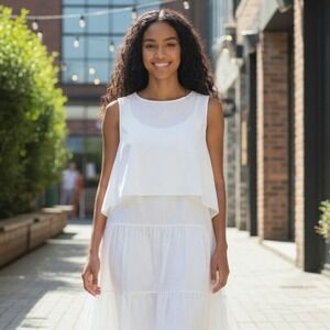 RAGA B.Haute L.Bartlett White Layered Tank Sleeveless‎ Sample Size S